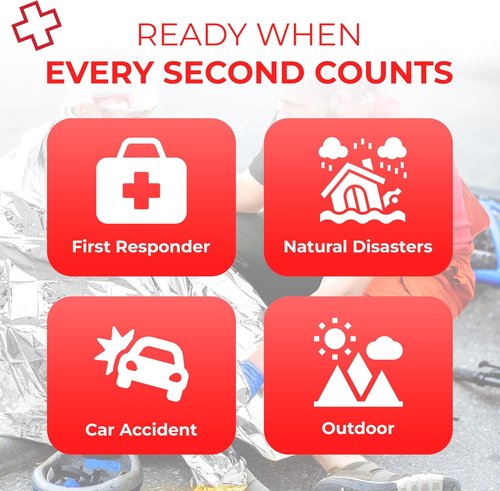 First Responder Trauma First Aid Kit Bag - Fully Stocked Emergency Medical Kit for Home, Vehicle & Workplace - OSHA & ANSI Compliant - Portable Orange