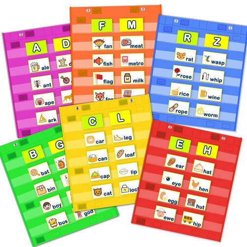 EAMAY Classroom Magnetic Pocket Chart for Kids, Mini Double-Sided Pocket Charts for Teachers Fits 3" Sentence Strips and Cards(14" x 17") (6)