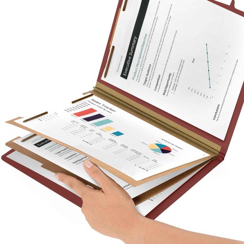 Blue Summit Supplies 30 Letter Size Red Classification Folders, 2 Dividers, 2 Inch Tyvek Expansions, Durable 2 Prongs, Office Reports - Letter Size, Red Brick Color, 30 Pack