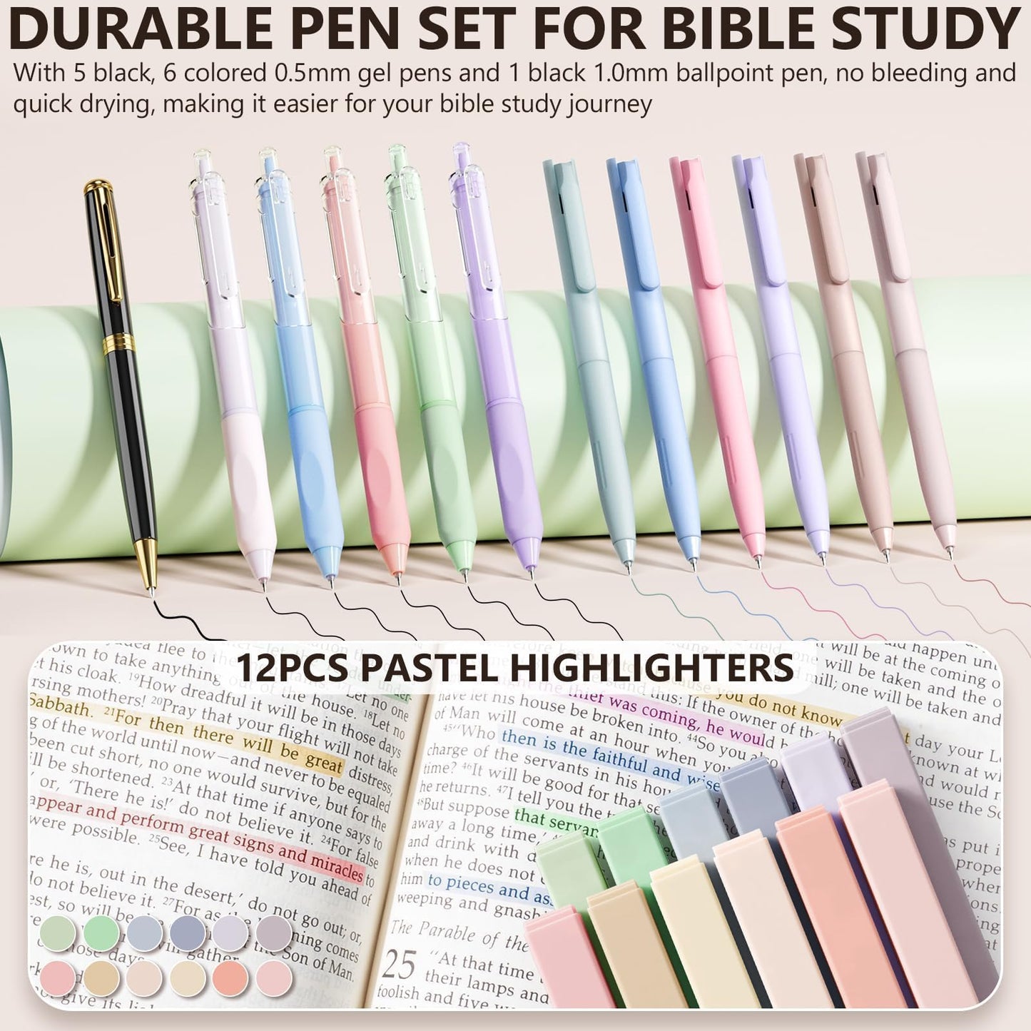 Bible Cover Case for Women, Large Bible Bag Bible Study Supplies Accessories Journaling Kit with Highlighters Tabs, Quilted Book Carrying Cases with Shoulder Strap, Christian Easter Gifts for Women