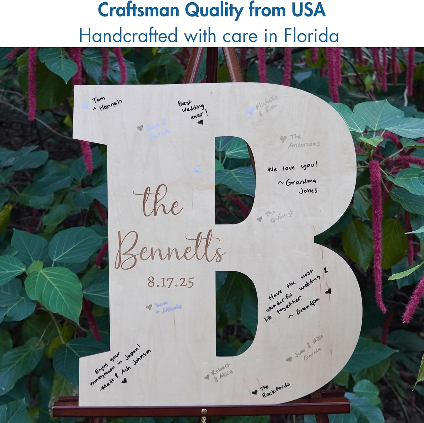 Livin Harmony Maple Wooden Personalized Wedding Guest Book Alternative for Wedding Reception to Sign, Unique Guestbook Alternative Idea, Baby Shower Guest Book Alternatives - 3 Sizes Completely Custom