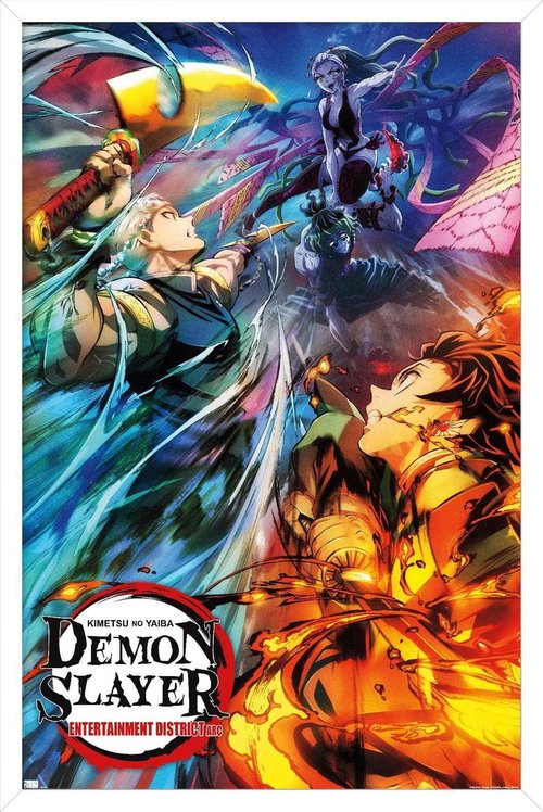 Trends International Demon Slayer - Key Visual 2 Wall Poster, 22.375" x 34", White Framed Version
