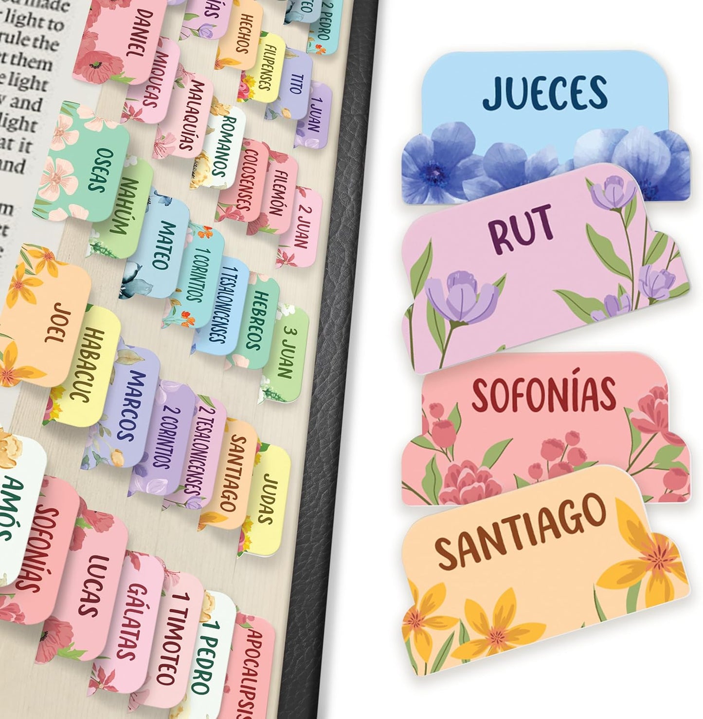 Spanish Bible Tabs | 90 Large Print Laminated Index Tabs for Easy Study - Perfect Christian Gift