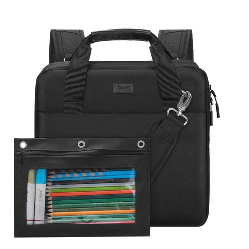 Realove 3 Inch 3 Ring Zipper Binder with Double Shoulder Strap & Handle - 3” D-Ring Binder with Zipper with Multi-Pocket (for 13” Laptop & Tablet and Smaller) for School-Black(Pen not Included)