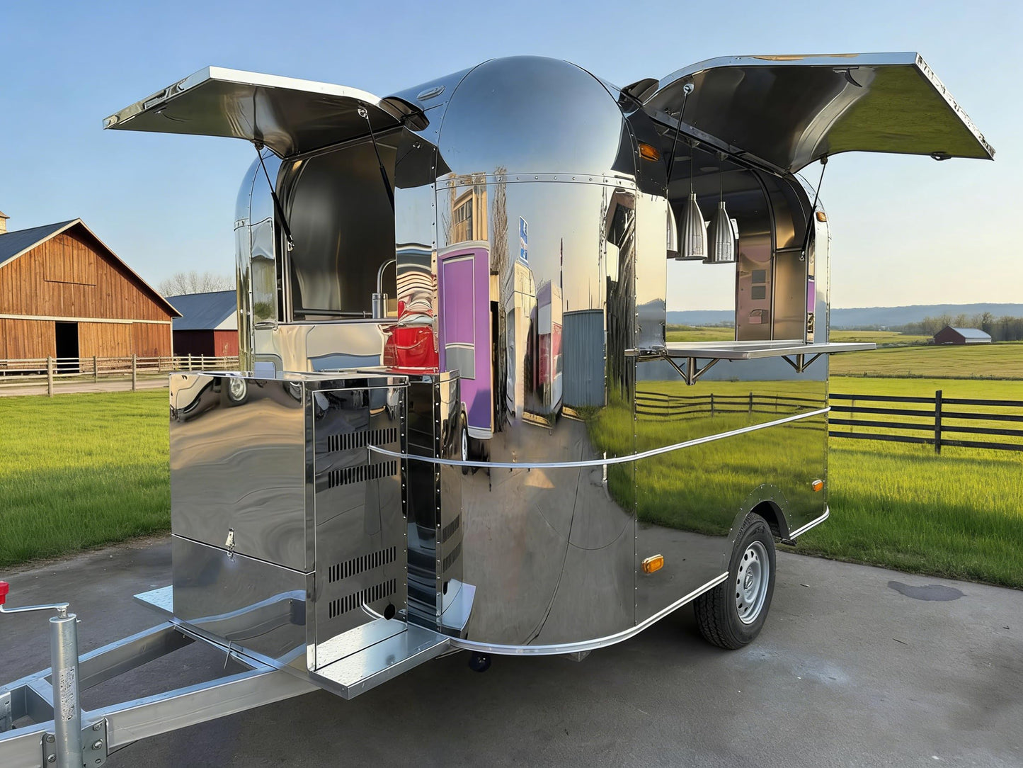 Food Trailers for Sale, Custom Mobile Food Truck & Snack Cart Combo, Commercial Catering Trailer for Burger, BBQ & Street Food Business