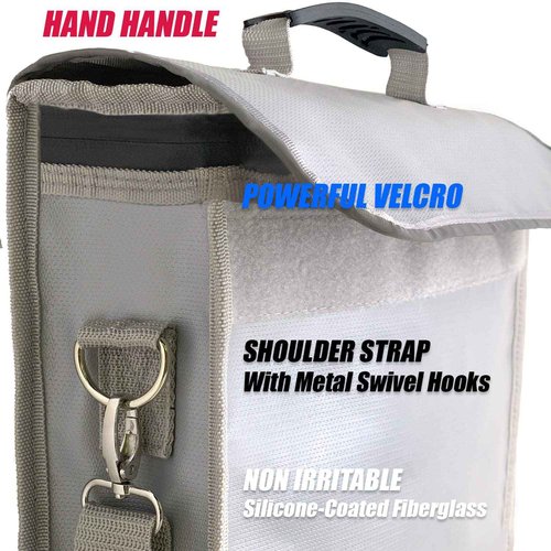 Fireproof and Waterproof Document Bag XL 16x12x3.5 with TSA Lock, Fits Legal Files, High-Viz Design, Lock Box for Travel and Documents, Developed by USA Engineers and Firefighters (Silver)