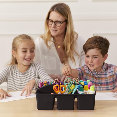 ECR4Kids 6-Compartment Large Caddy, Storage Organizer, Black, 6-Pack