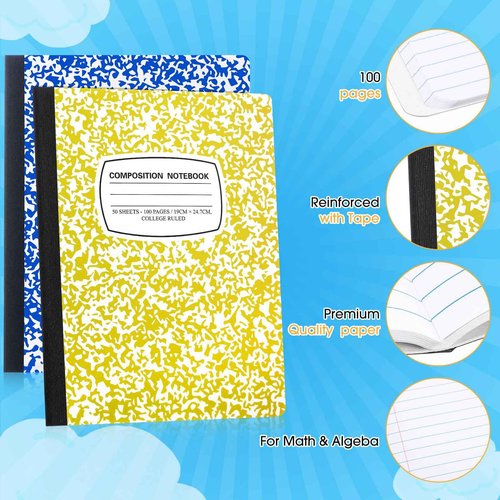 Fainne 60 Pack B5 Composition Notebooks Bulk 7.5 x 9.75'' College Ruled Composition Notebooks 50 Sheets (100 pages) Marble Covers Notebook for School Classroom Office Supplies(Multicolor)