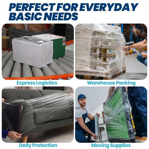 ADHES Heavy Duty Shrink Wrap Roll, 15 Inch x 1500 Feet, 4-Pack Stretch Wrap Stretch Film, 60 Gauge Industrial Strength Plastic Moving Wrap for Pallet Wrap, Furniture Wrapping Moving & Protection