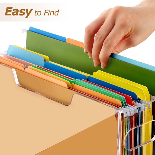 Tfirhuoe Clear File Box Hanging File Folder Organizer, Letter Size Portable Acrylic File Organizer Box with Handle, Filing Holder for Desk Home Office - 1 Pack