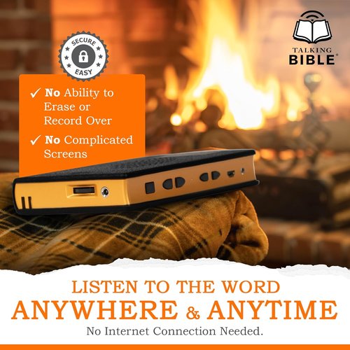 Electronic Holy Bible Audio Player - Solar Powered & USB Rechargeable | ESV for Seniors, Kids & The Blind - Black