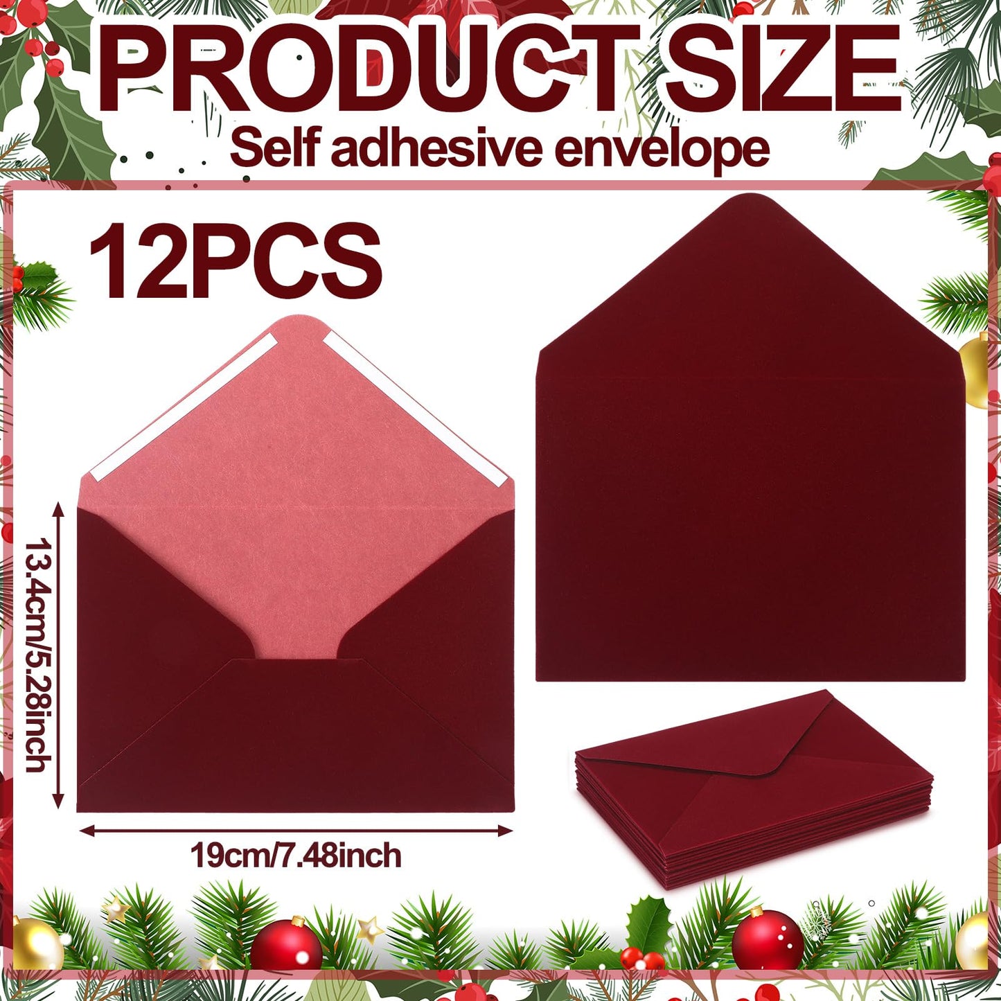 Affrolling 12 Pcs A7 Wedding Velvet Envelopes Velvety Surface Stationery Vintage Soft Rectangle Elegant Envelopes for Invitation Gift Wedding Thank You Letter
