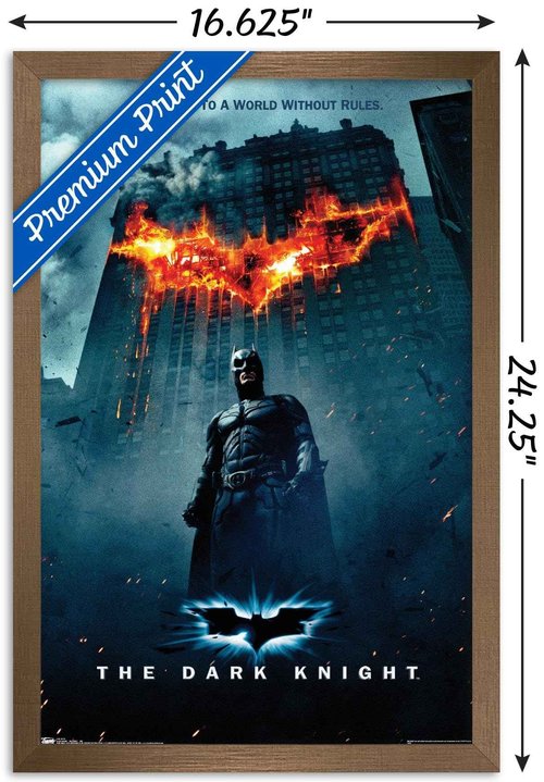 Trends International DC Comics Movie - The Dark Knight - Batman Logo on Fire One Sheet Wall Poster, 14.725" x 22.375", Bronze Framed Version