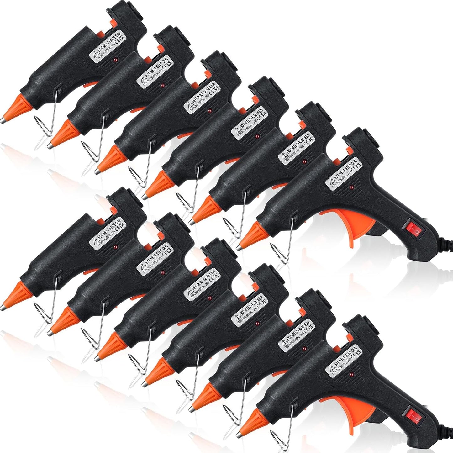 Zhengmy Mini Glue Gun Set - 12 Pcs Low Temp Hot Melt Guns with Burn Protection | Fast Preheating, Easy Squeeze Trigger, 20W (Black)