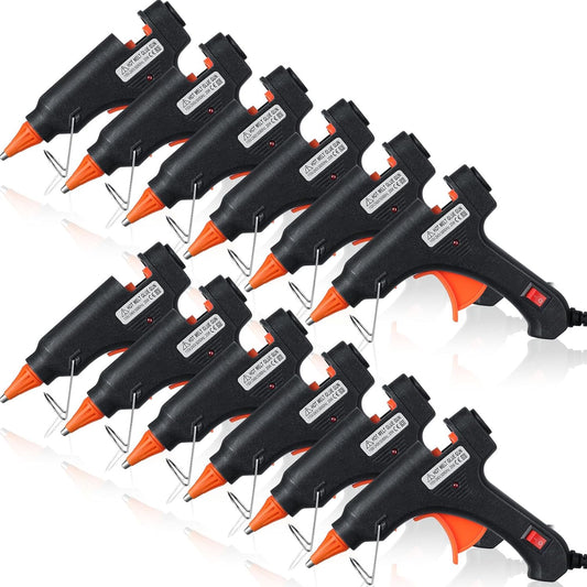Zhengmy Mini Glue Gun Set - 12 Pcs Low Temp Hot Melt Guns with Burn Protection | Fast Preheating, Easy Squeeze Trigger, 20W (Black)