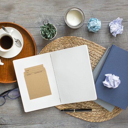 100Pcs Vintage Library Pockets and Cards, Brown Library Check out Cards Library Card Pocket Envelopes for School Office Public Library Books