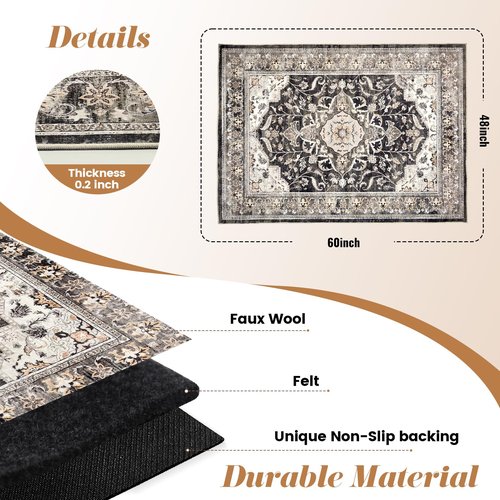 Large Office Chair Mat Desk Chair Mat for Hardwood Floor, Easy Glide for Office Home Gaming for Tile Floor,Large Floor Protector Rug,Anti-Slip, Fauxwool Three-Layer Material (Brown, 48x60)