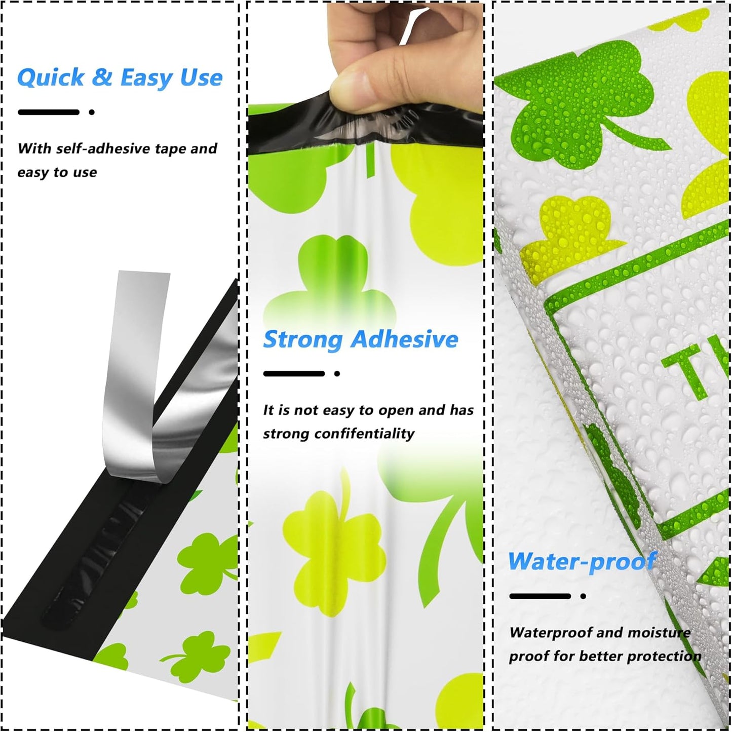 St. Patrick's Day Poly Mailers - 10x13 Inch Waterproof & Tear-Resistant Shipping Bags | 25 Pcs with Clover Print