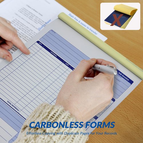 Harfesto Job Work Order Forms, Large Size Contractor Invoice Book 8-1/2" x 11-7/16", Invoice Receipt Book for Small Business, 2-Part Carbonless Forms, 50 Sets
