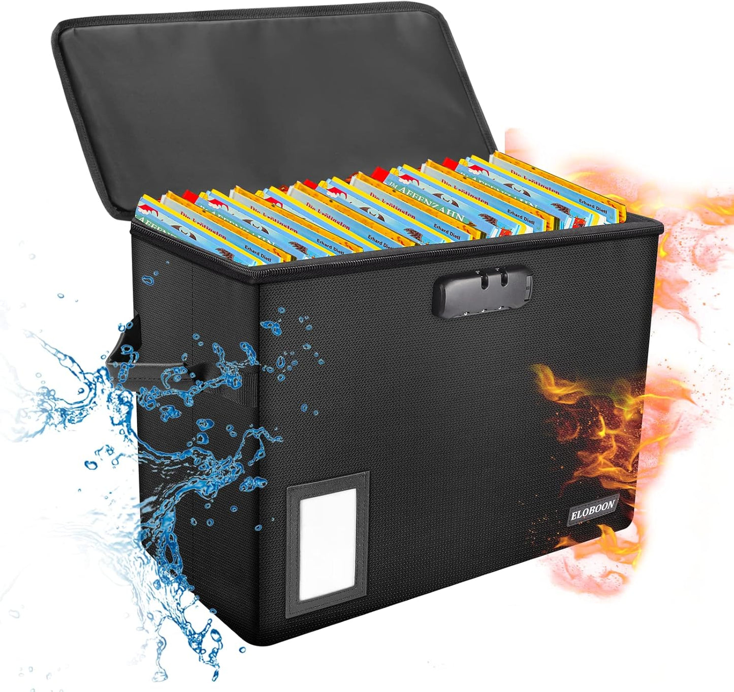 Skiennix Comic Book Storage Box - Fireproof & Water-Resistant with Lock | Holds 150-175 Comics, Black
