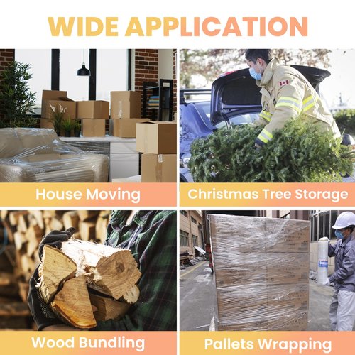 TAPEBEAR 4 Rolls Stretch Wrap Heavy Duty 15" x 1000 Ft, 80 Gauge Industrial Strength Shrink Wrap, High Performance Clear Plastic Wrap Self-Adhering for Furniture Moving, Luggage Packing, Pallet Wrap