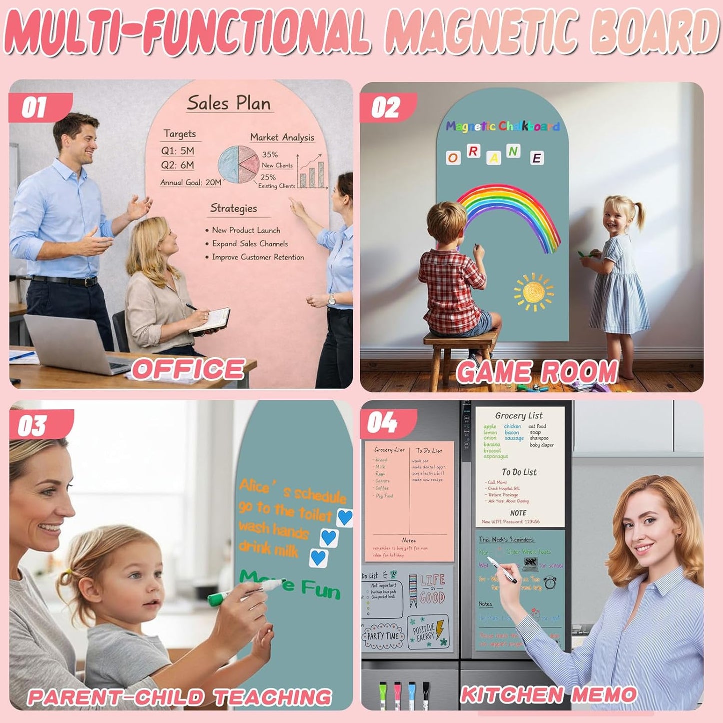 Skiennix Magnetic Arch Wall Decal - Upgraded Thickened Chalkboard for Kids' Rooms | Grey, 18" W x 40" H