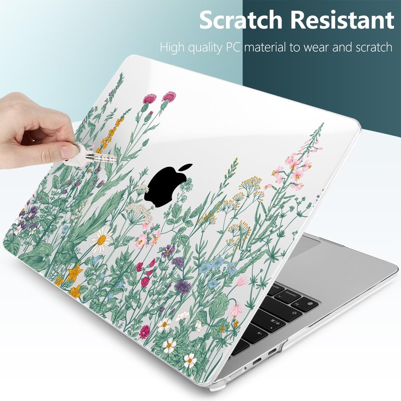 TWOLSKOO for MacBook Air 15 inch Case 2026 2025 2024 2023 Release M5 A3448 M4 A3241 M3 A3114 M2 A2941, Plastic Hard Shell & Screen Protector & Keyboard Cover & Trackpad Film, Botanical Illustration
