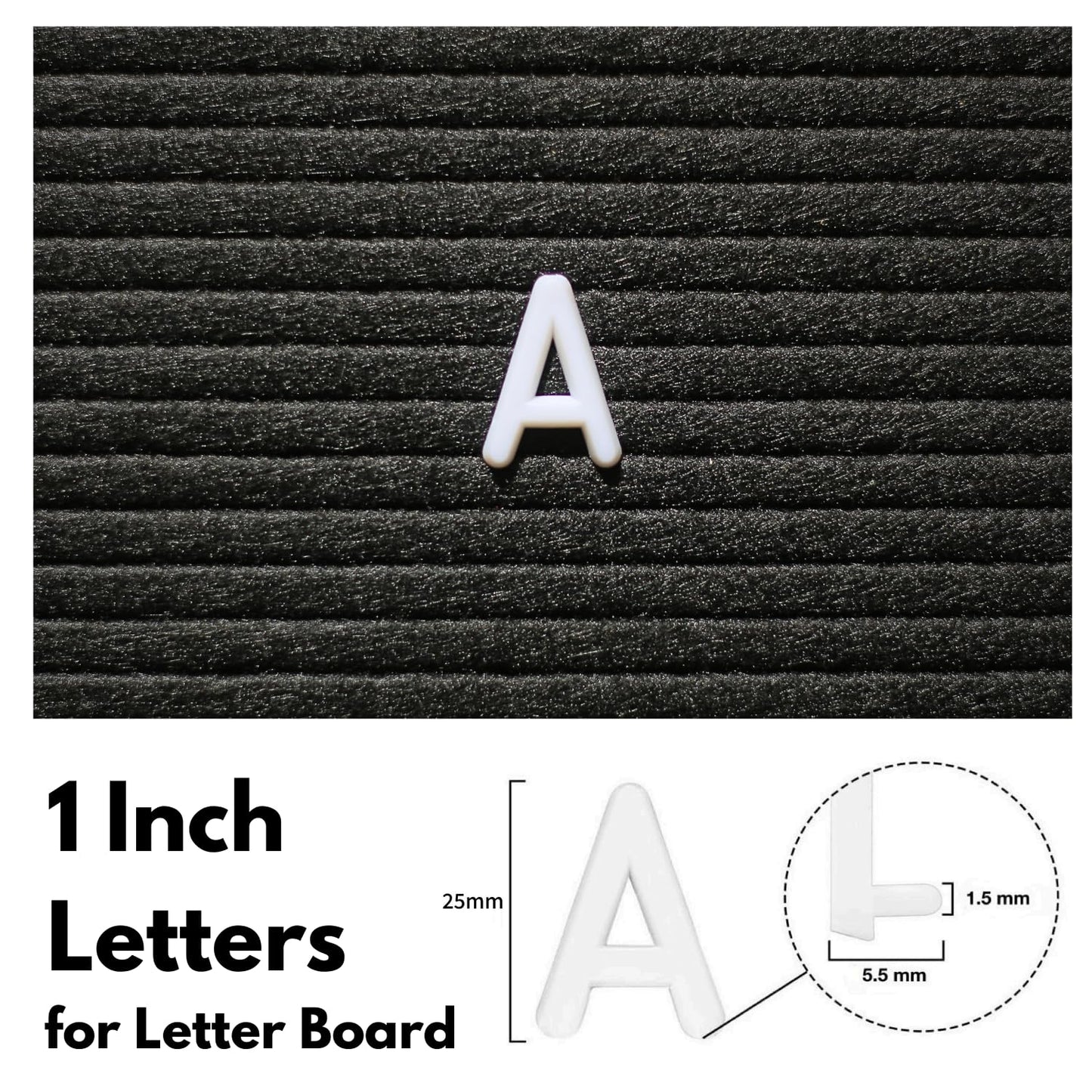 Letter Board Letters 252 pcs - Pre-Cut, Ready to Use - Durable 1" White Plastic Letters with Secure Packaging - Universal for Most Felt Boards (White)