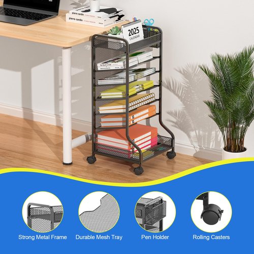 samstar Rolling File Cart,Under Desk Organizer, File Organizer beside Desk, Binder Paper Letter Storage with Wheels,for Office Supplies & Classroom Organization