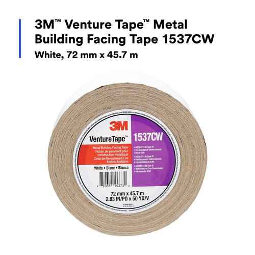 3M Metal Building Facing Tape 1537CW, White, 72 mm x 45.7 m (Pack of 1)