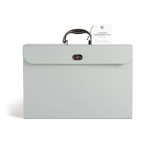 U Brands Fashion Expanding File Folder, Legal Size, 19 Pocket (Gray Linen)