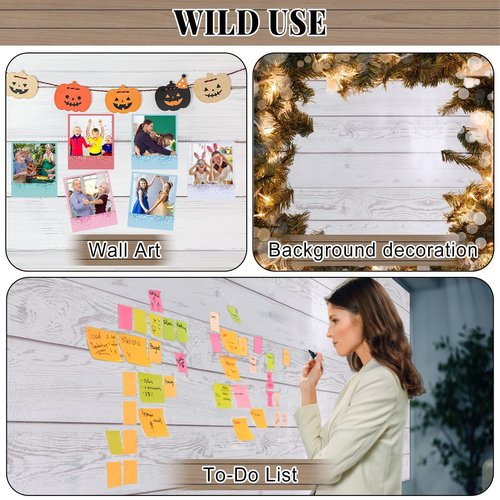 White Wood Bulletin Board Roll Reusable Waterproof Erasable Bulletin Board Fade Resistant Wrinkle Resistant Poster Non-Woven Fabric Bulletin Board Roll for Classroom Decor Wrap Crafts 15.55" x12ft