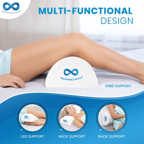 Everlasting Comfort Lumbar Support & Half Moon Pillow - Ultimate Comfort - Enhance Sleep and Office Comfort - Relieve Back Pain, Hip Pain, Knee Pain