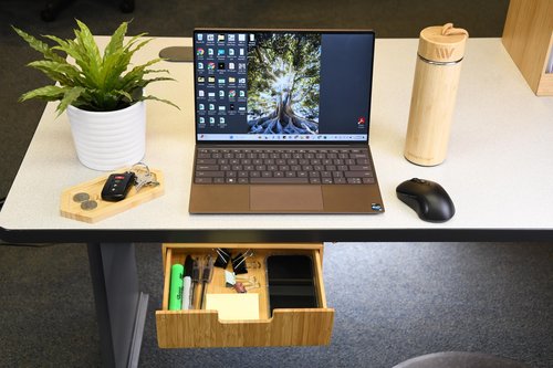 Bamboo Mountable Drawer for Under Desk, Office Supply Storage for Pens Pencils Paper & More 9.5 x 7.5 x 2.5 INCHES (Inner Drawer Height: 1.25 IN)