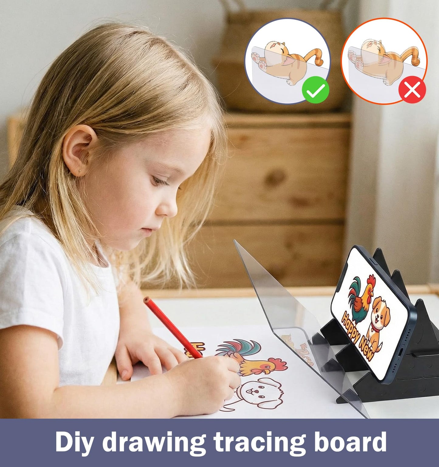 Drawing Projector for Tracing, Optical Image Drawing Projector Board, Portable Camera Lucida Drawings Tool Ideal for Tracing, Art Projects, Tablet Notes & Phone Compatible, Perfect for Beginners