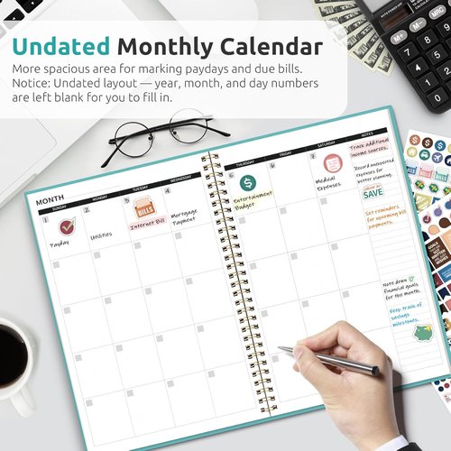 Budget Planner | Monthly Expense Tracker Notebook & Undated Bill Organizer - Blue