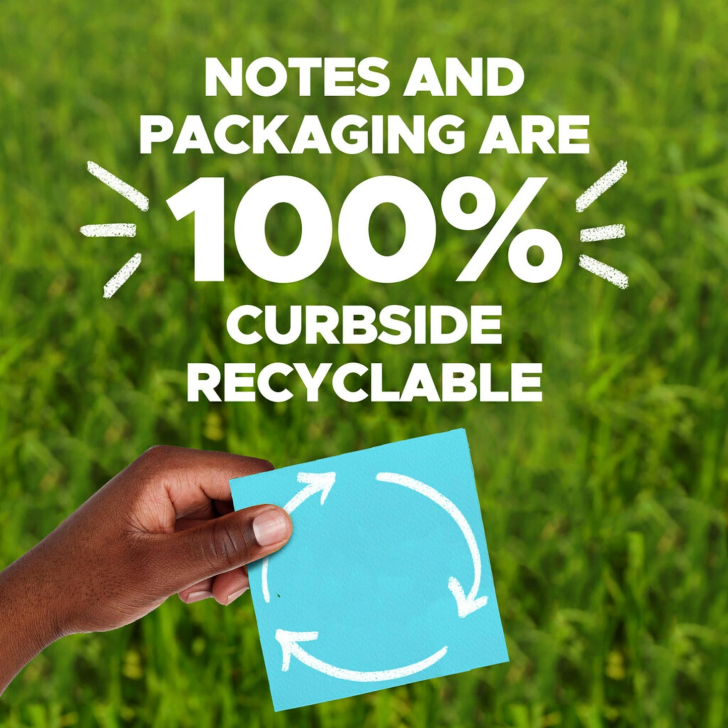 Post-it 100% Recycled Paper Super Sticky Notes, Canary Yellow, 3 in. x 3 in., 5 Sticky Note Pads, 70 Sheets per Pad, Back to School Supplies and Office Products