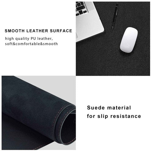 ZORESYN Office Desk Pad 70.9x39.4inch, Large Mouse pad Desk Mat, Waterproof PU Leather Desk Blotter Protector Desk Accessories with Non Slip Base for Home Office (Black)