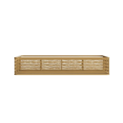 Martha Stewart Ryder Gold Mesh Metal 6 Compartment Large Desk Drawer Organizer for Accessories and Office Supplies