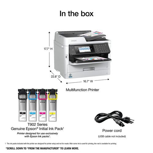 Epson Workforce Pro WF-C5710 Network Multifunction Color Printer, Standard Capacity, Silver