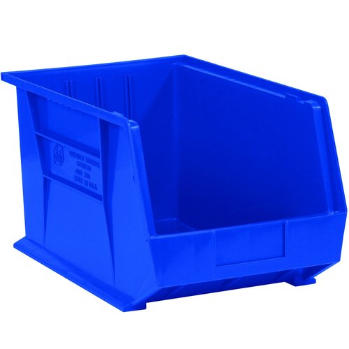 Aviditi Plastic Stack/Hang Storage Bin Containers, 10-3/4 x 8-1/4 x 7 Inches, Blue, Pack of 6, for Organizing Homes, Offices, Garages and Classrooms