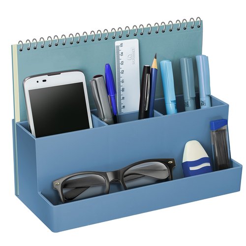 Acrimet Desktop Organizer - Multi Organizer Caddy Holder for Office, Home and School use (Plastic) (Solid Blue Color)