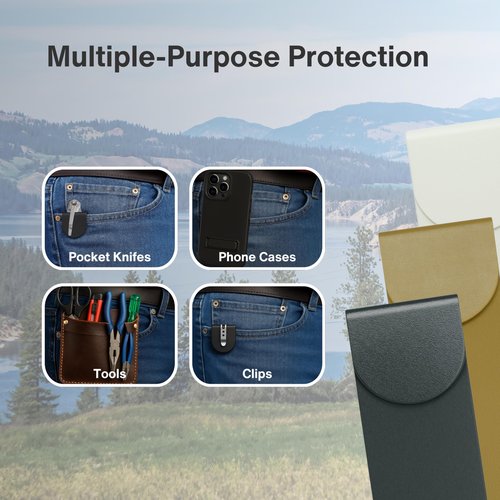 Protector for Clothing Pockets | Prevent Fraying, Tearing, and Ripping | Pocket Knifes, Phone Cases, Tools, and Clips (Brown)