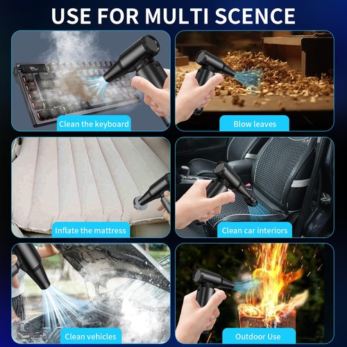 Compressed Air Duster with LED Flashlight, 300,000RPM Brushless Motor Electric Air Duster, 3-Gear Adjustable Mini Blower, Cordless Jet Fan for Keyboard, PC, Car and Home Cleaning1