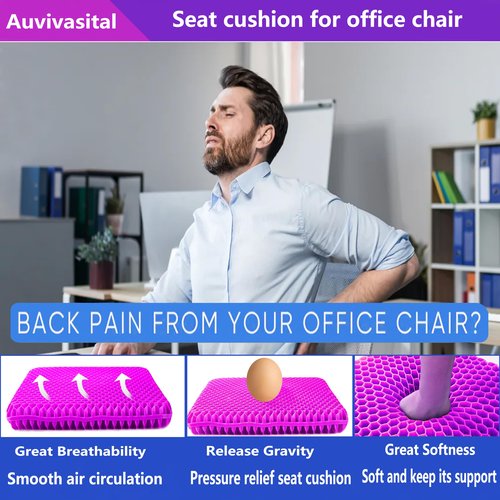 Plus Size Gel Seat Cushion for Long Sitting, Extra Large and Thick Pressure Relief Seat Cushion for Back, Hip, Sciatica, Tailbone Pain, Use for The Office, Wheelchair, Car, Trip, Recliner.(Pink)