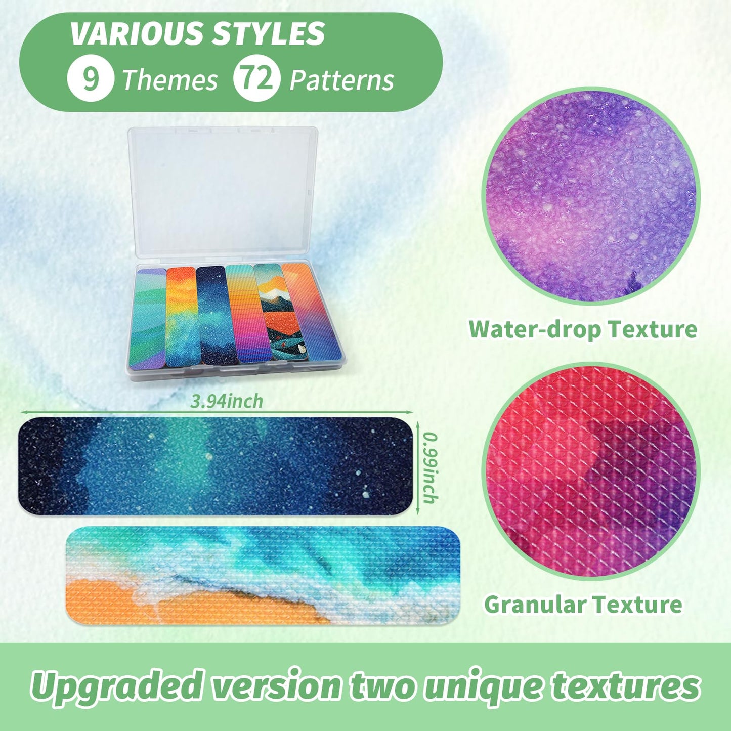 72 Pieces Anxiety Sensory Stickers with Storage Box - Sensory Stickers 2 Textured Surface - Fidget Strips for Office Desk Adult Stress