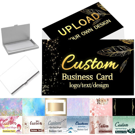 Custom Business Cards Customized with Logo 1000 500 200 100 Personalized Business Cards Customizable with Photo for Small Business Printable Waterproof Double-Sided 3.5" x 2"-Custom 100PCS
