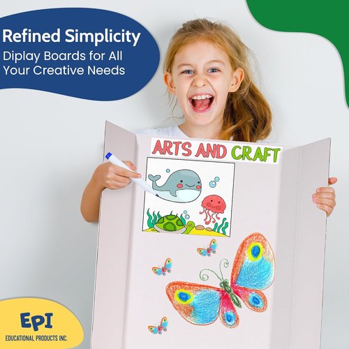 EPI Tri-Fold Cardboard Display Board - Large 32"x48" Yellow Presentation Boards | 24 Pack for School & Business Use