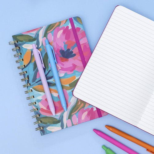 PAPERAGE Lined Spiral Journal Notebook, (Black), 160 Pages, Hardcover Journal for Women & Men, Medium 5.5 in x 8 in - 100 GSM, Thick Paper, Spiral Notebook for Work, School & Journaling