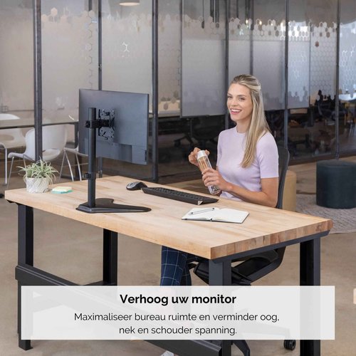 Fellowes 8049601 Professional Series Free-Standing Monitor Mount, Adjustable Computer Monitor Stand for Desk with Single Monitor Arm, 32 Inch Monitor Capacity